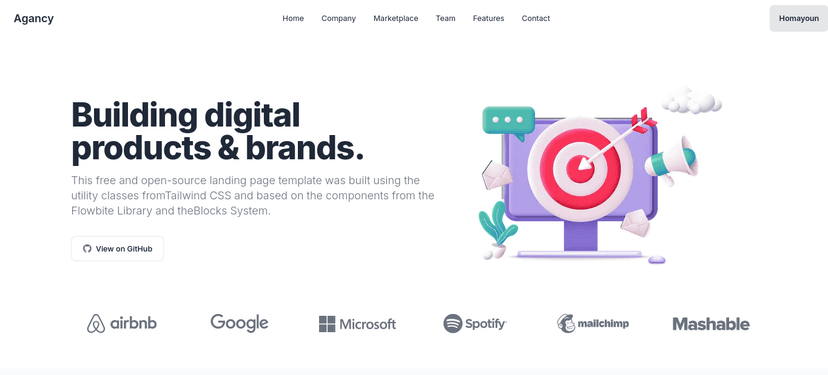 Agancy Agnacy is a single-page website template designed with a clean and modern aesthe